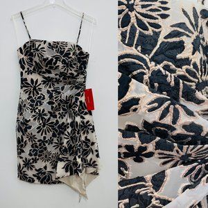 Carmen Marc Valvo Women's Dress 10 Sheath Midi Sleeveless Floral Cascade New